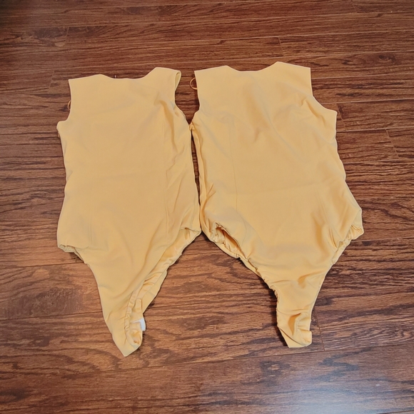 Zara NEW Yellow V-Neck Bodysuit Snap Button Tie Sleeveless Zipper Side NWOT XS/M - Picture 9 of 15